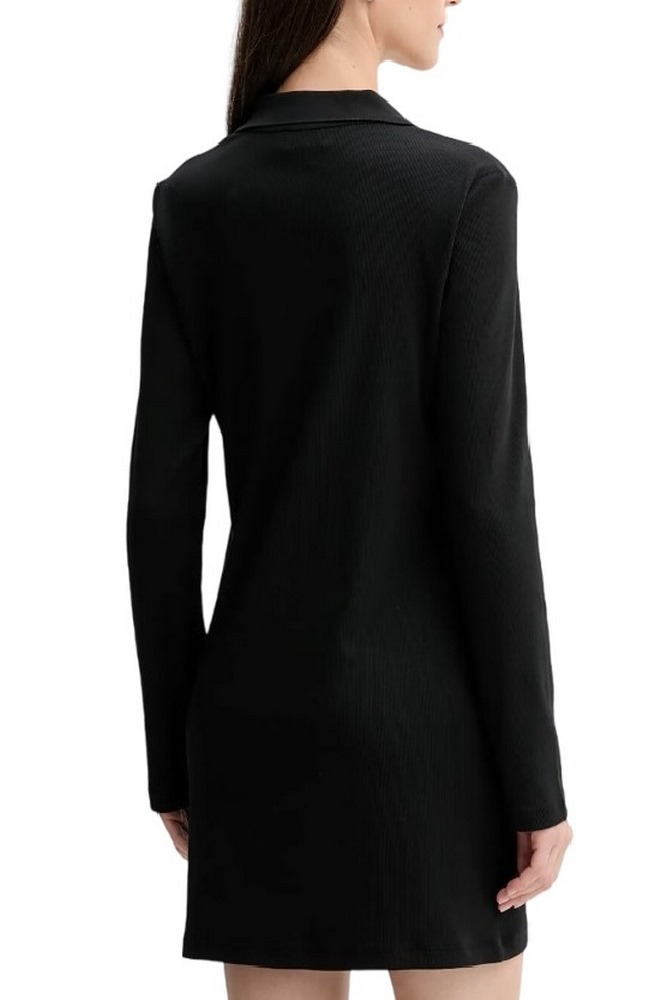 CALVIN KLEIN JEANS LS MONOLOGO RIB POLO MINI DRESS ΦΟΡΕΜΑ ΓΥΝΑΙΚΕΙΟ BLACK