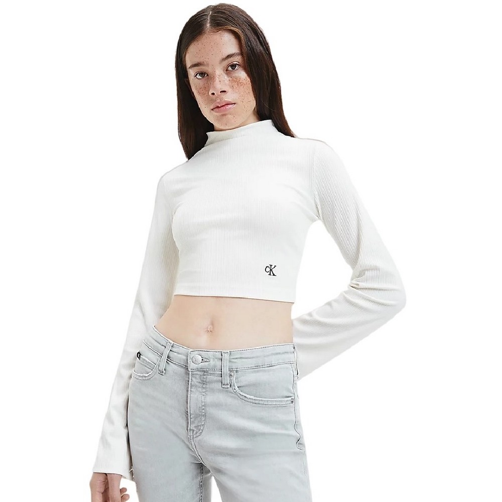 CALVIN KLEIN JEANS SHINY RIB HIGH NECK LONG SLEEVE ΜΠΛΟΥΖΑ