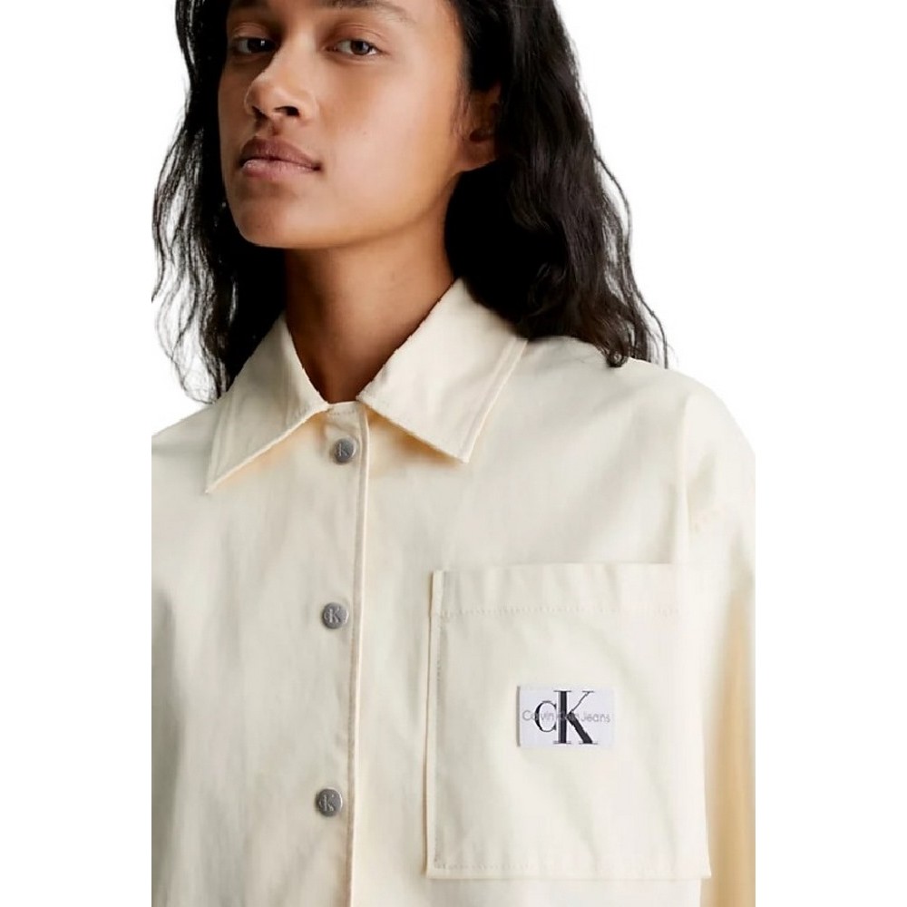 CALVIN KLEIN JEANS RELAXED OVERSHIRT ΜΠΟΥΦΑΝ ΓΥΝΑΙΚΕΙΟ VANILLA