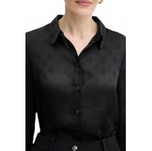 GUESS LS MARTHE LOGO SHIRT ΠΟΥΚΑΜΙΣΟ ΓΥΝΑΙΚΕΙΟ BLACK
