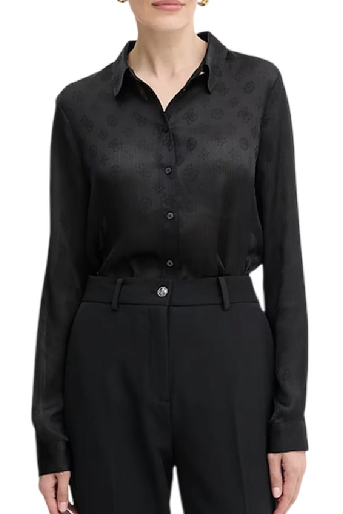 GUESS LS MARTHE LOGO SHIRT ΠΟΥΚΑΜΙΣΟ ΓΥΝΑΙΚΕΙΟ BLACK