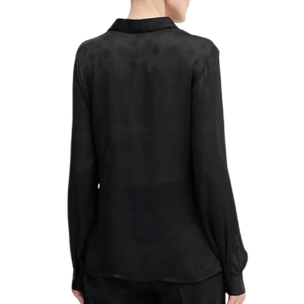 GUESS LS MARTHE LOGO SHIRT ΠΟΥΚΑΜΙΣΟ ΓΥΝΑΙΚΕΙΟ BLACK