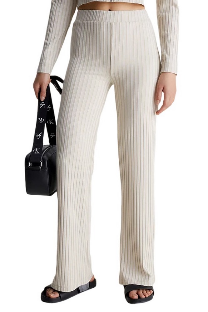 CALVIN KLEIN JEANS ELONGATED RIB PANTS ΠΑΝΤΕΛΟΝΙ ΓΥΝΑΙΚΕΙΟ BEIGE