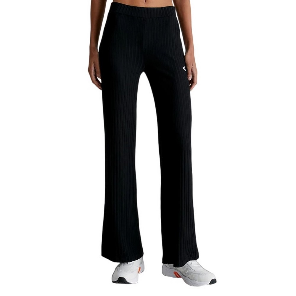 CALVIN KLEIN JEANS ELONGATED RIB PANTS ΠΑΝΤΕΛΟΝΙ ΓΥΝΑΙΚΕΙΟ BLACK