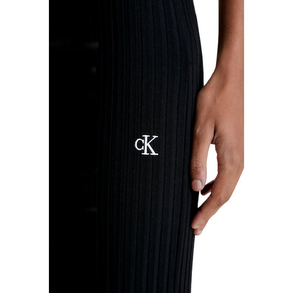 CALVIN KLEIN JEANS ELONGATED RIB PANTS ΠΑΝΤΕΛΟΝΙ ΓΥΝΑΙΚΕΙΟ BLACK