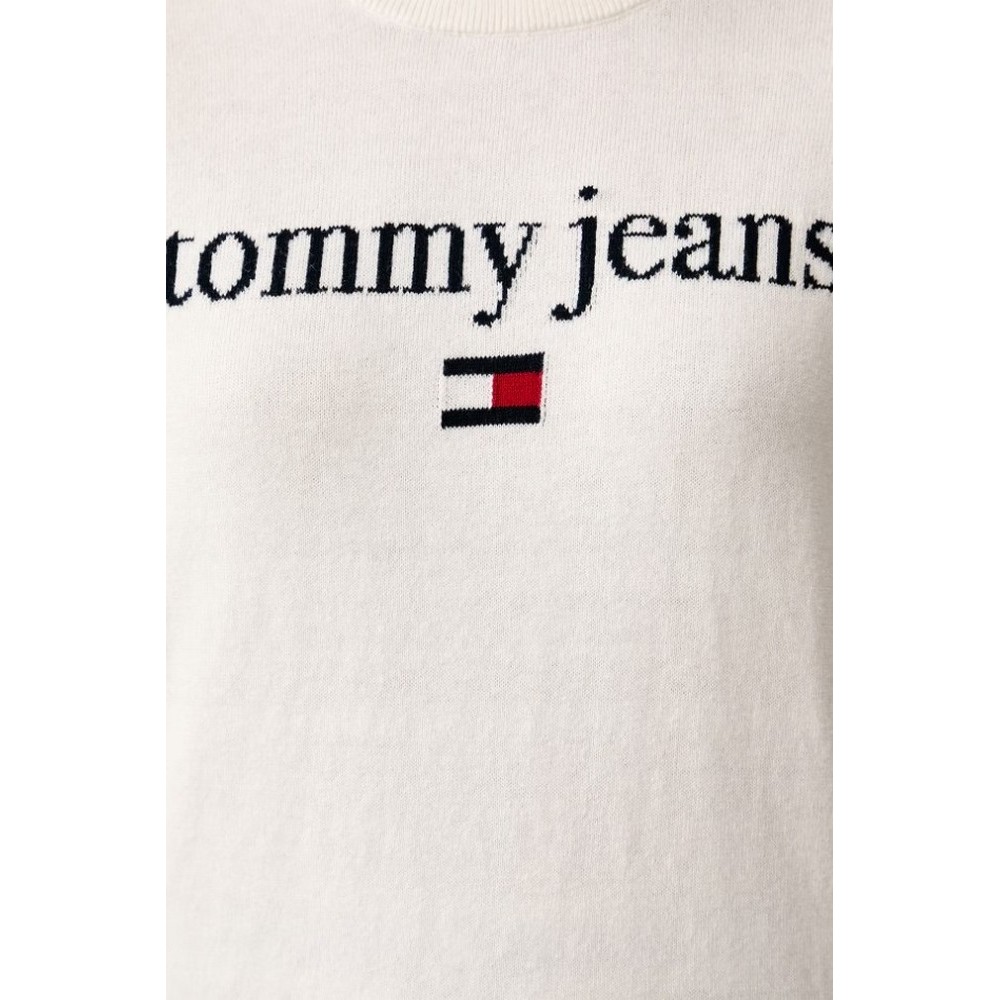 TOMMY JEANS ESSENTIAL LOGO SWEATER EXT ΜΠΛΟΥΖΑ ΠΛΕΚΤΗ ΓΥΝΑΙΚΕΙΑ OFF WHITE