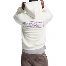 GUESS JEANS GJ LS HOODED REG EMBRO SWEAT ΦΟΥΤΕΡ ΜΠΛΟΥΖΑ ΑΝΔΡΙΚΗ OFF WHITE