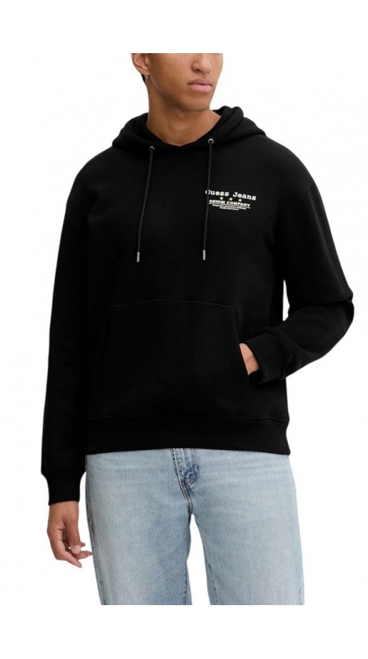 GUESS JEANS HOODED REG EMBRO SWEAT ΦΟΥΤΕΡ ΜΠΛΟΥΖΑ ΑΝΔΡΙΚΗ BLACK