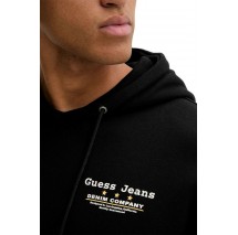 GUESS JEANS GJ LS HOODED REG EMBRO SWEAT ΦΟΥΤΕΡ ΜΠΛΟΥΖΑ ΑΝΔΡΙΚΗ BLACK
