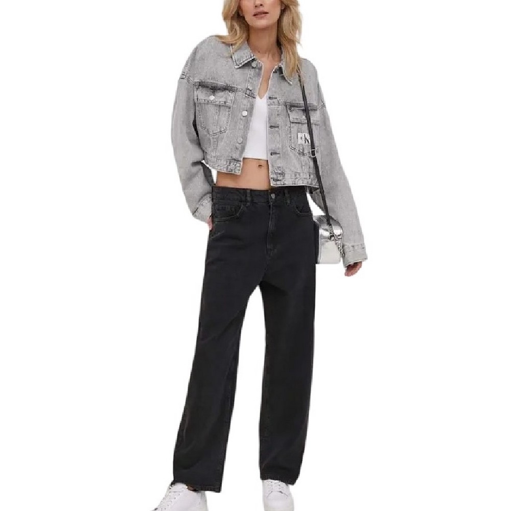 CALVIN KLEIN JEANS EXTR OVERSIZE CROP DENIM JACKET ΜΠΟΥΦΑΝ ΓΥΝΑΙΚΕΙΟ GREY