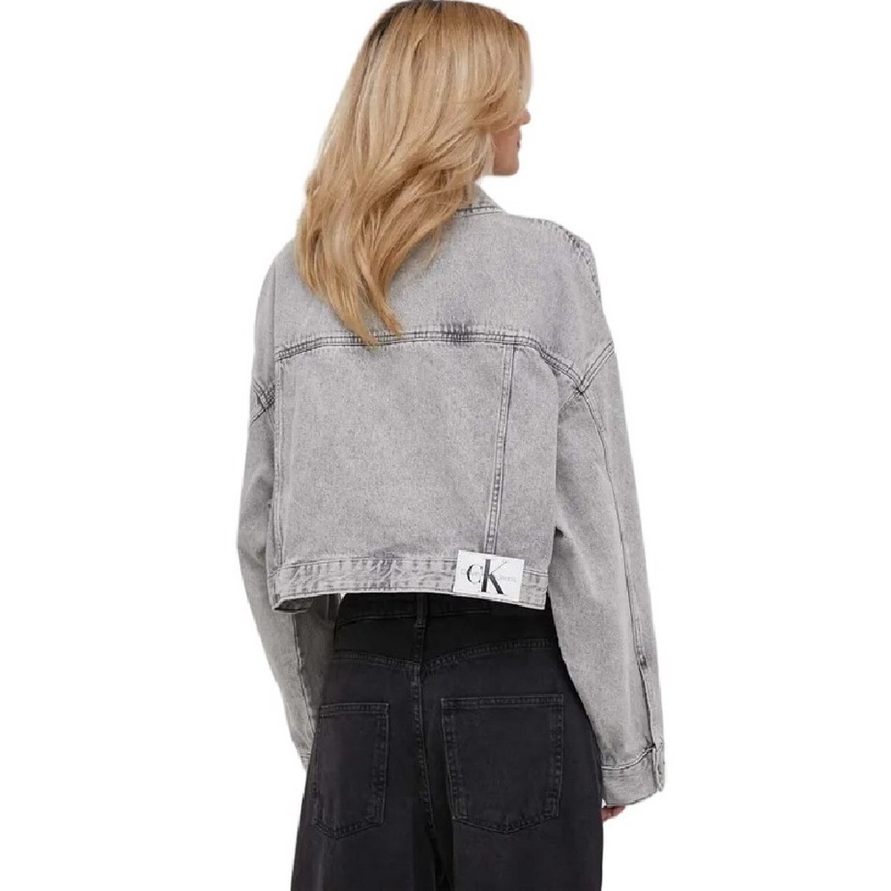 CALVIN KLEIN JEANS EXTR OVERSIZE CROP DENIM JACKET ΜΠΟΥΦΑΝ ΓΥΝΑΙΚΕΙΟ GREY