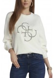 GUESS LS RN LEONOR LOGO SWTR ΜΠΛΟΥΖΑ ΓΥΝΑΙΚΕΙΑ WHITE