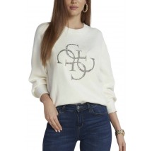 GUESS LS RN LEONOR LOGO SWTR ΜΠΛΟΥΖΑ ΓΥΝΑΙΚΕΙΑ WHITE