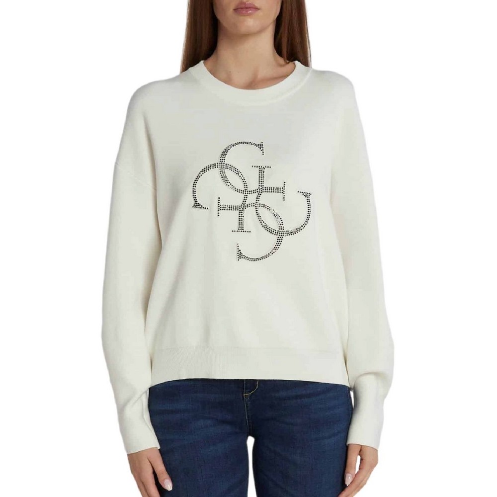 GUESS LS RN LEONOR LOGO SWTR ΜΠΛΟΥΖΑ ΓΥΝΑΙΚΕΙΑ WHITE