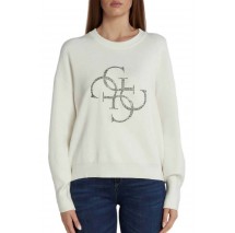 GUESS LS RN LEONOR LOGO SWTR ΜΠΛΟΥΖΑ ΓΥΝΑΙΚΕΙΑ WHITE