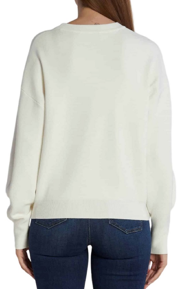 GUESS LS RN LEONOR LOGO SWTR ΜΠΛΟΥΖΑ ΓΥΝΑΙΚΕΙΑ WHITE