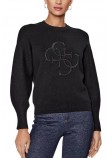 GUESS LS RN LEONOR LOGO SWTR ΜΠΛΟΥΖΑ ΓΥΝΑΙΚΕΙΑ BLACK
