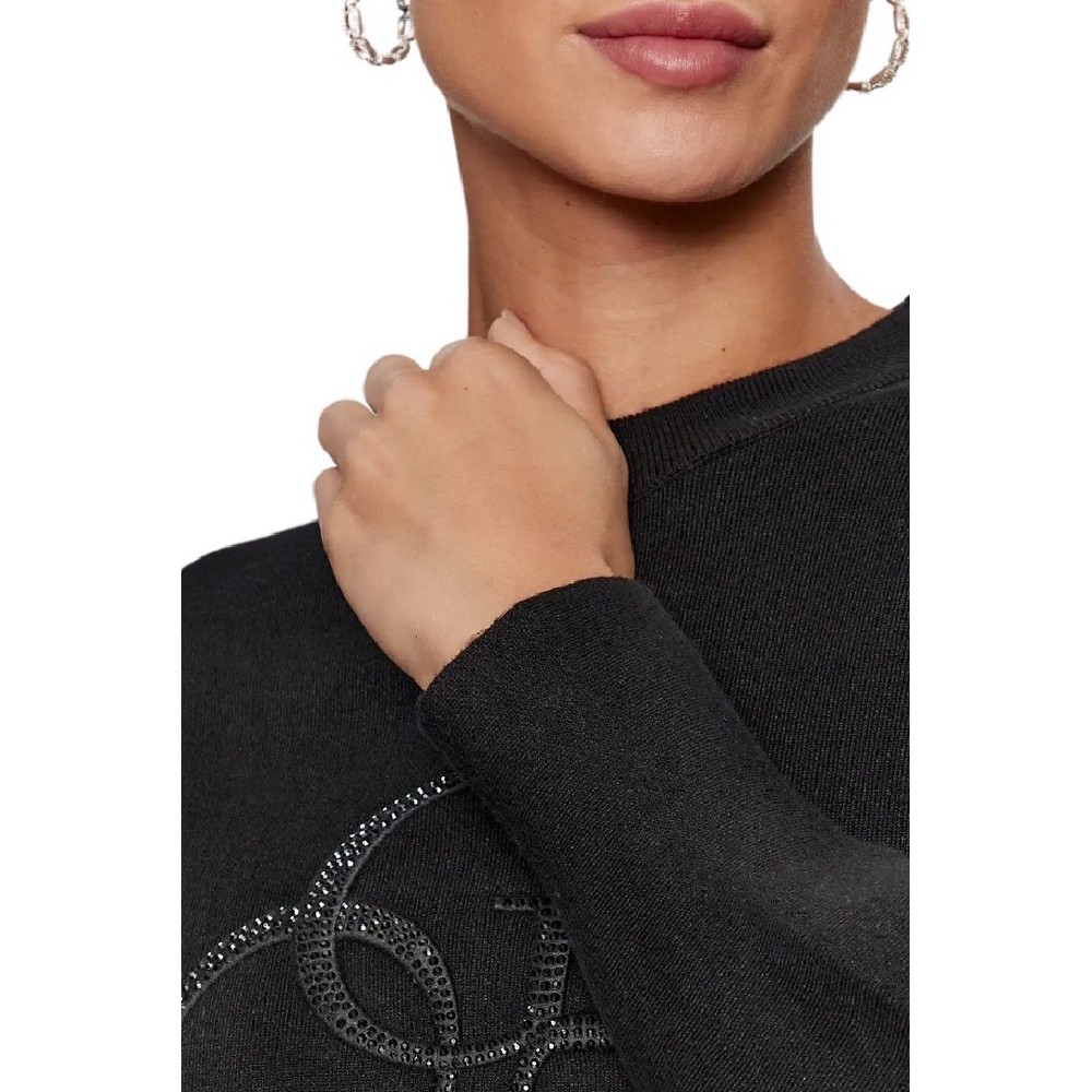GUESS LS RN LEONOR LOGO SWTR ΜΠΛΟΥΖΑ ΓΥΝΑΙΚΕΙΑ BLACK