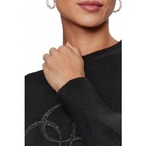 GUESS LS RN LEONOR LOGO SWTR ΜΠΛΟΥΖΑ ΓΥΝΑΙΚΕΙΑ BLACK