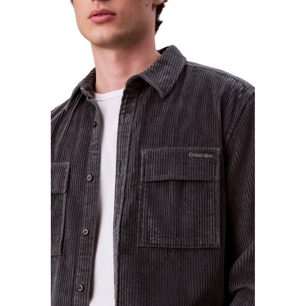 CALVIN KLEIN JEANS LS CORDUROY POCKET RELAXED SHIRT ΜΠΟΥΦΑΝ ΑΝΔΡΙΚΟ GREY