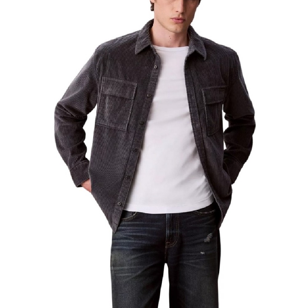 CALVIN KLEIN JEANS LS CORDUROY POCKET RELAXED SHIRT ΜΠΟΥΦΑΝ ΑΝΔΡΙΚΟ GREY