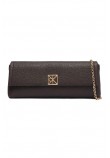 CALVIN KLEIN EMBLEM HW PEBBLE CLUTCH ΤΣΑΝΤΑ ΓΥΝΑΙΚΕΙΑ BROWN