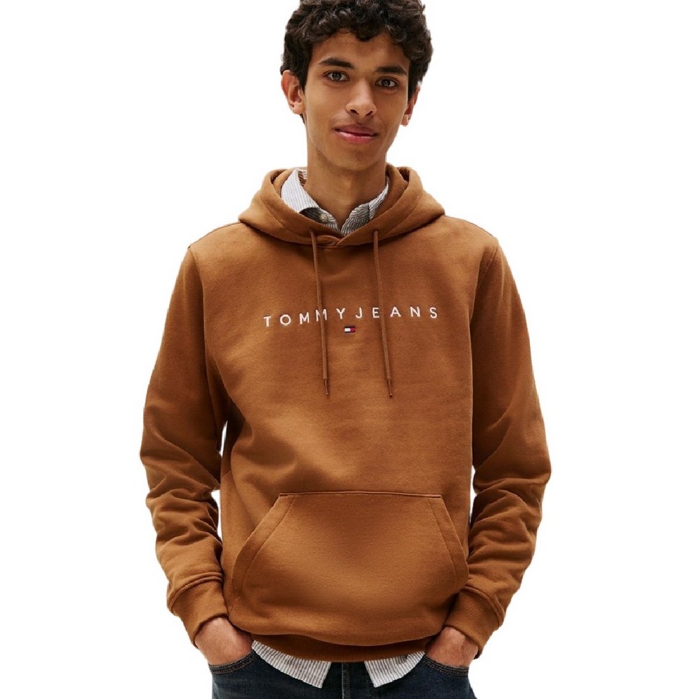 TOMMY JEANS REG LINEAR LOGO HOODIE EXT  ΜΠΛΟΥΖΑ ΦΟΥΤΕΡ ΑΝΔΡΙΚΗ BROWN