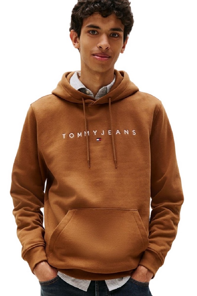 TOMMY JEANS REG LINEAR LOGO HOODIE EXT  ΜΠΛΟΥΖΑ ΦΟΥΤΕΡ ΑΝΔΡΙΚΗ BROWN