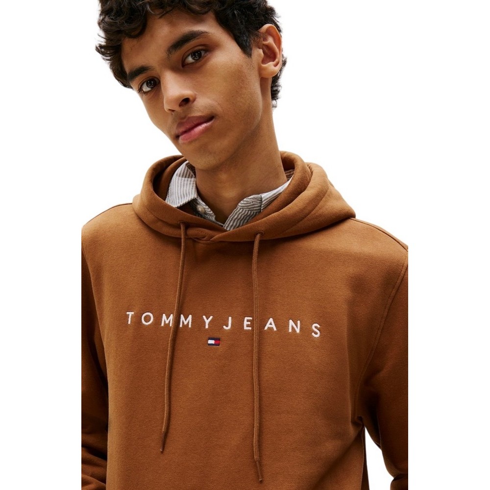TOMMY JEANS REG LINEAR LOGO HOODIE EXT  ΜΠΛΟΥΖΑ ΦΟΥΤΕΡ ΑΝΔΡΙΚΗ BROWN