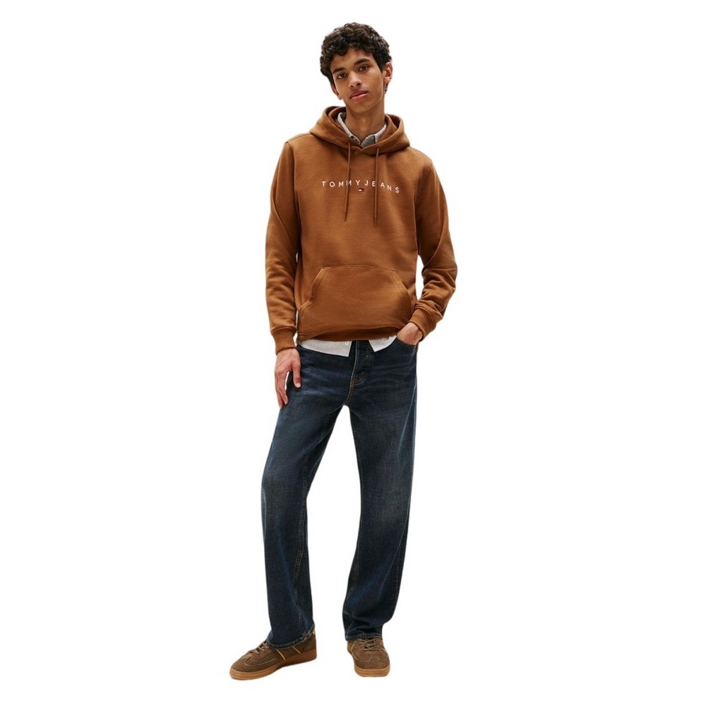 TOMMY JEANS REG LINEAR LOGO HOODIE EXT  ΜΠΛΟΥΖΑ ΦΟΥΤΕΡ ΑΝΔΡΙΚΗ BROWN