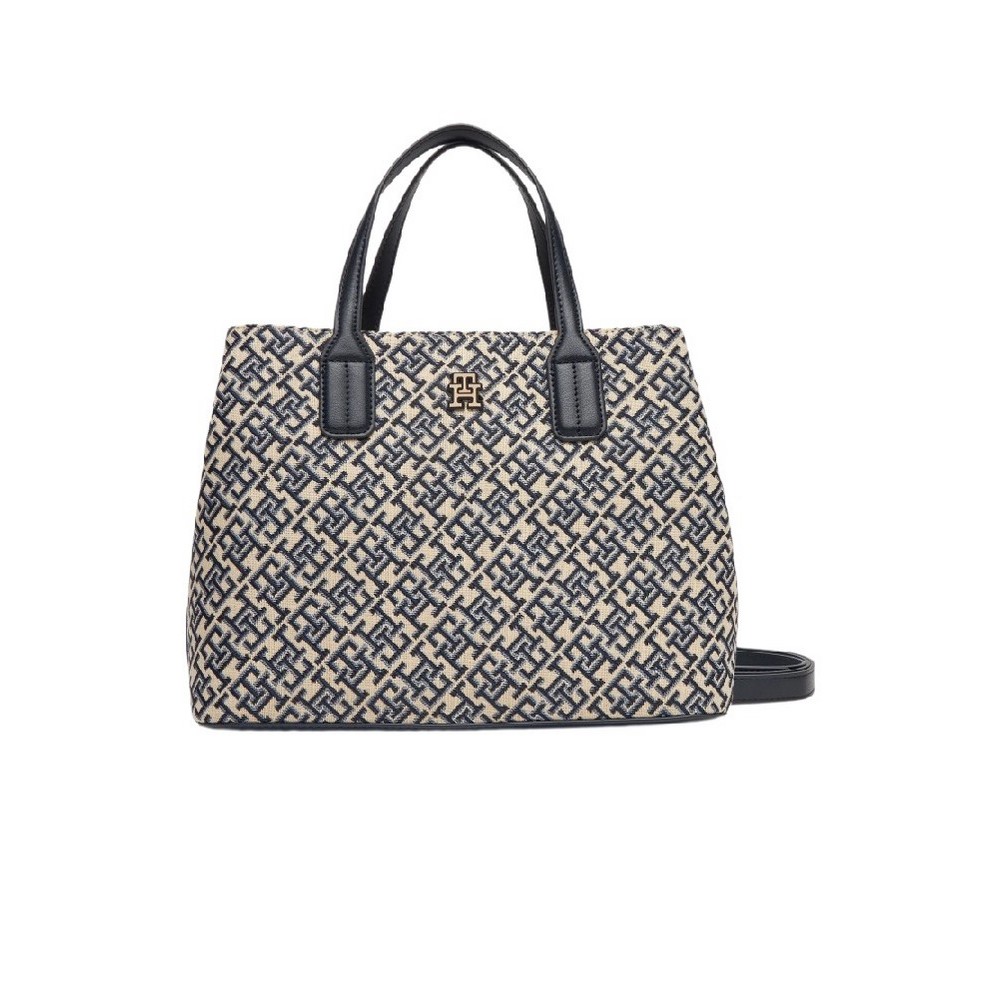 TOMMY HILFIGER JACQUARD SATCHEL ΤΣΑΝΤΑ ΓΥΝΑΙΚΕΙΑ NAVY