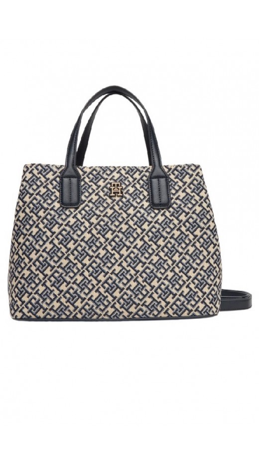 TOMMY HILFIGER JACQUARD SATCHEL ΤΣΑΝΤΑ ΓΥΝΑΙΚΕΙΑ NAVY