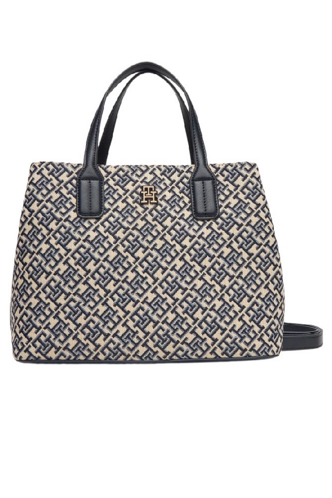 TOMMY HILFIGER JACQUARD SATCHEL ΤΣΑΝΤΑ ΓΥΝΑΙΚΕΙΑ NAVY