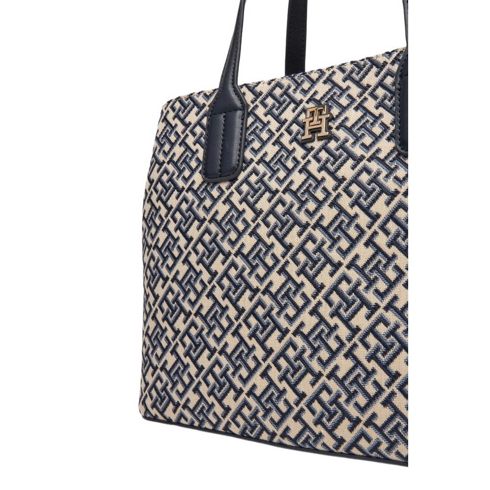 TOMMY HILFIGER JACQUARD SATCHEL ΤΣΑΝΤΑ ΓΥΝΑΙΚΕΙΑ NAVY