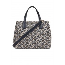 TOMMY HILFIGER JACQUARD SATCHEL ΤΣΑΝΤΑ ΓΥΝΑΙΚΕΙΑ NAVY