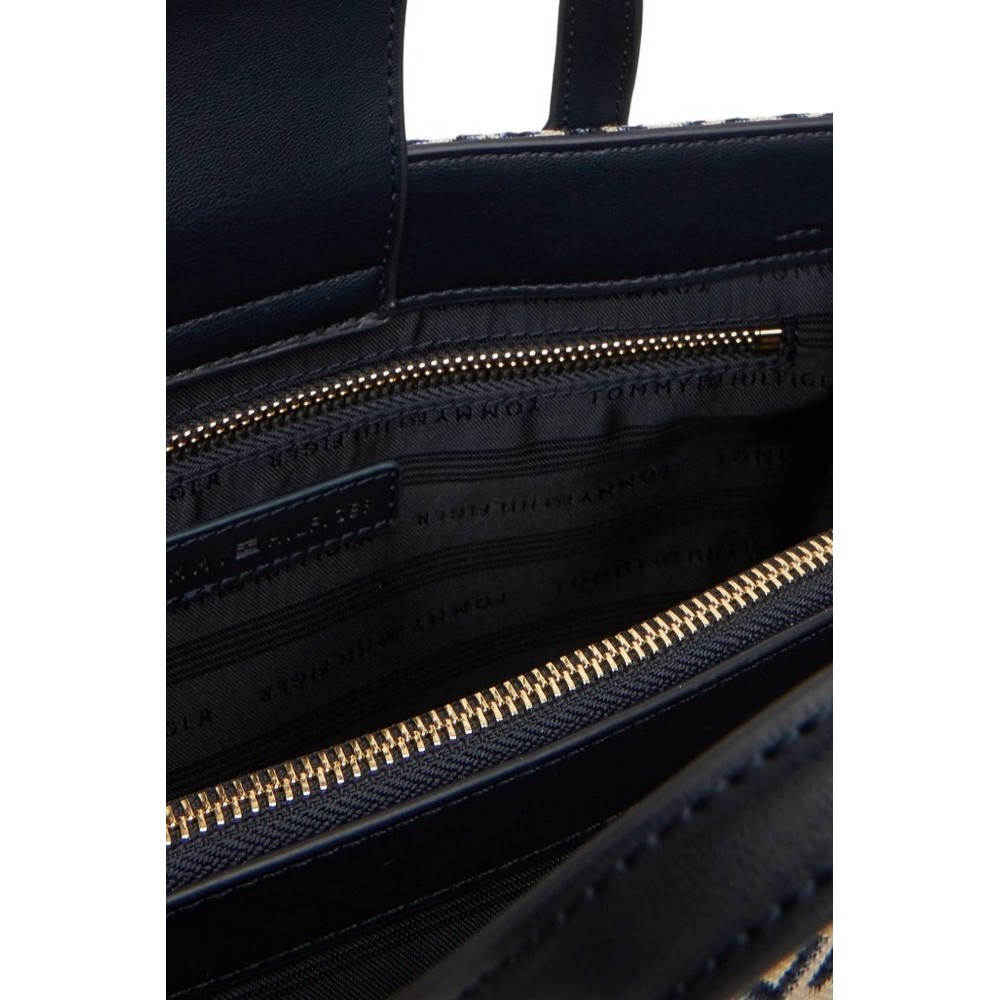 TOMMY HILFIGER JACQUARD SATCHEL ΤΣΑΝΤΑ ΓΥΝΑΙΚΕΙΑ NAVY