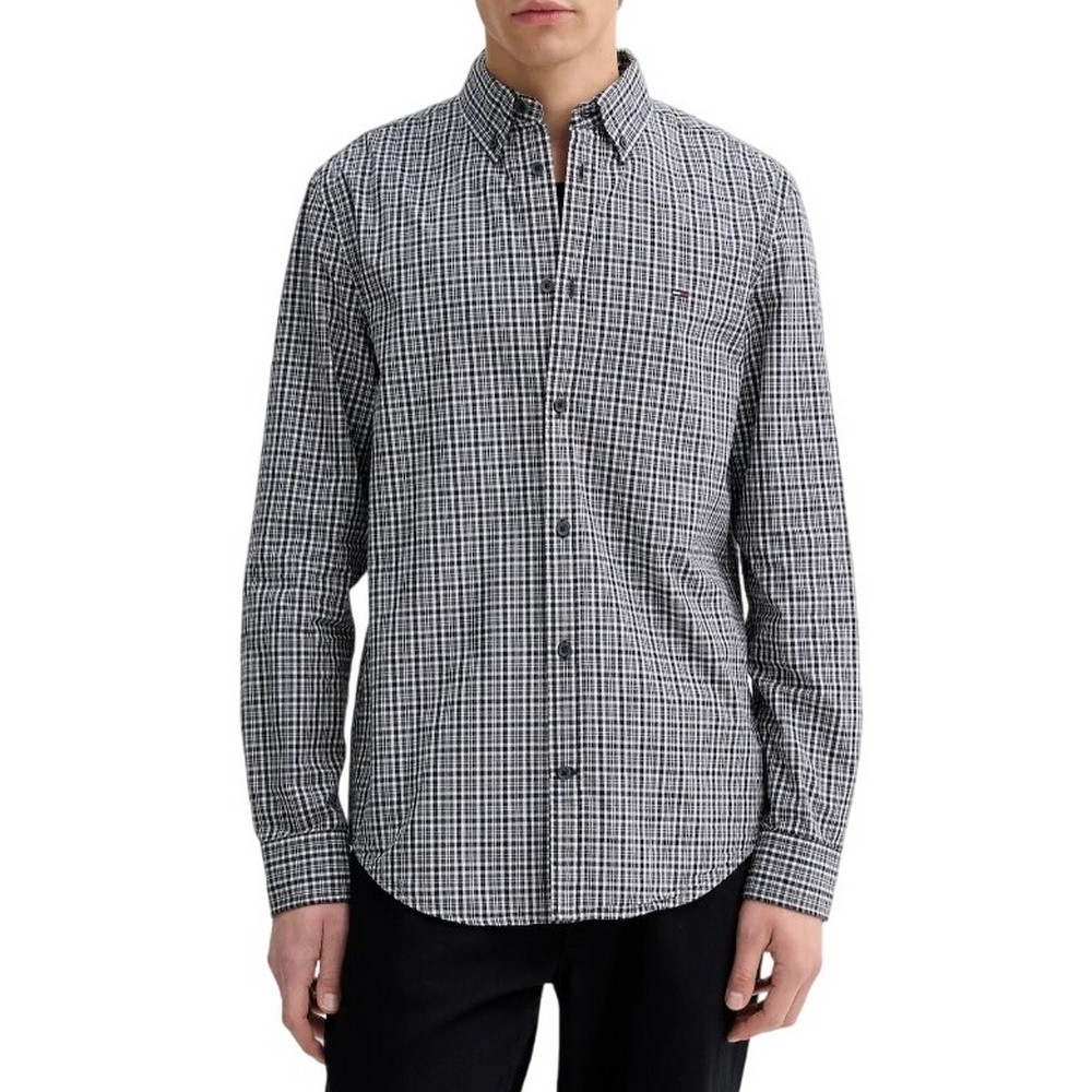 TOMMY JEANS REG POPLIN PATTERN SHIRT ΠΟΥΚΑΜΙΣΟ ΑΝΔΡΙΚΟ WASHED BLACK