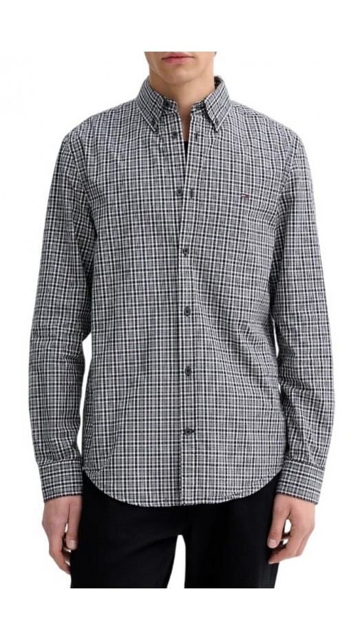 TOMMY JEANS REG POPLIN PATTERN SHIRT ΠΟΥΚΑΜΙΣΟ ΑΝΔΡΙΚΟ WASHED BLACK