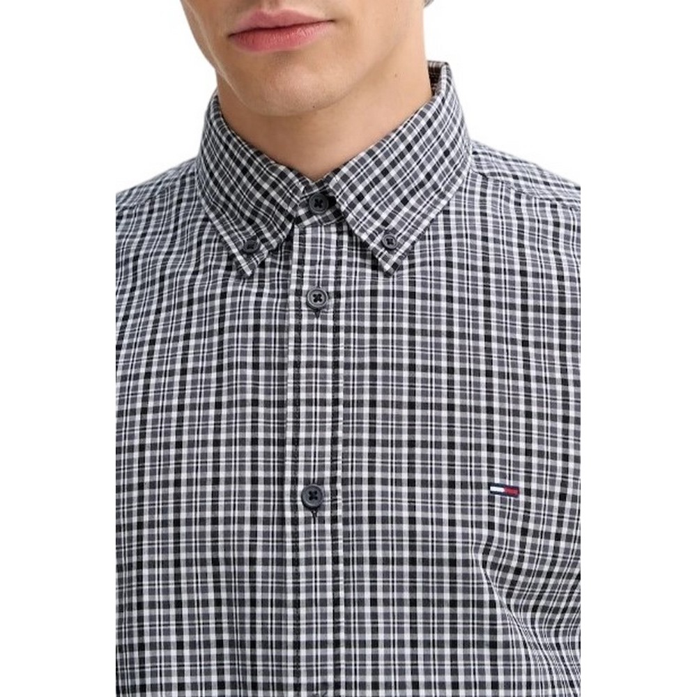 TOMMY JEANS REG POPLIN PATTERN SHIRT ΠΟΥΚΑΜΙΣΟ ΑΝΔΡΙΚΟ WASHED BLACK