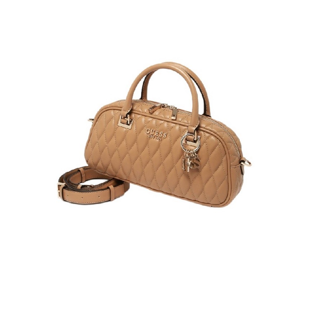 GUESS VALLA SMALL SATCHEL ΤΣΑΝΤΑ ΓΥΝΑΙΚΕΙΑ BEIGE