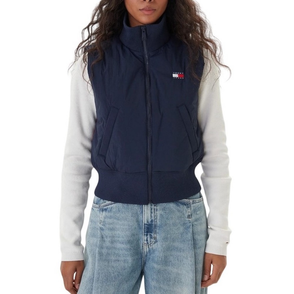TOMMY JEANS HIGH NECK FLAG VEST ΓΙΛΕΚΟ ΜΠΟΥΦΑΝ ΓΥΝΑΙΚΕΙΟ DARK NAVY