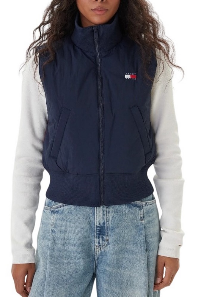 TOMMY JEANS HIGH NECK FLAG VEST ΓΙΛΕΚΟ ΜΠΟΥΦΑΝ ΓΥΝΑΙΚΕΙΟ DARK NAVY