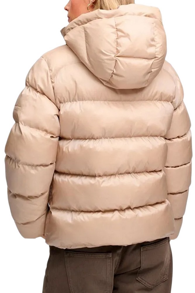SUPERDRY HOODED SHINE PUFFER JACKET ΜΠΟΥΦΑΝ ΓΥΝΑΙΚΕΙΟ BEIGE