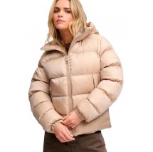 SUPERDRY HOODED SHINE PUFFER JACKET ΜΠΟΥΦΑΝ ΓΥΝΑΙΚΕΙΟ BEIGE