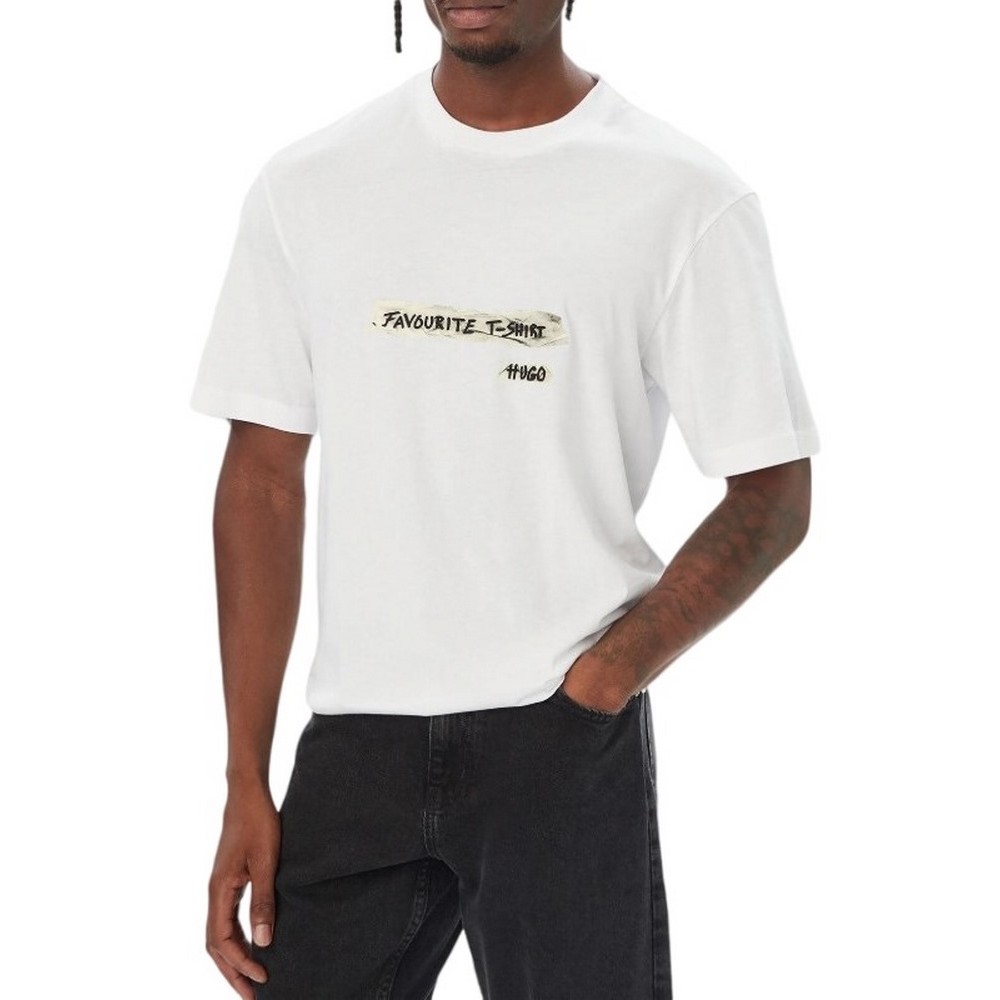 HUGO BOSS NAXTER JERSEY T-SHIRT ΜΠΛΟΥΖΑ ΑΝΔΡΙΚΗ WHITE