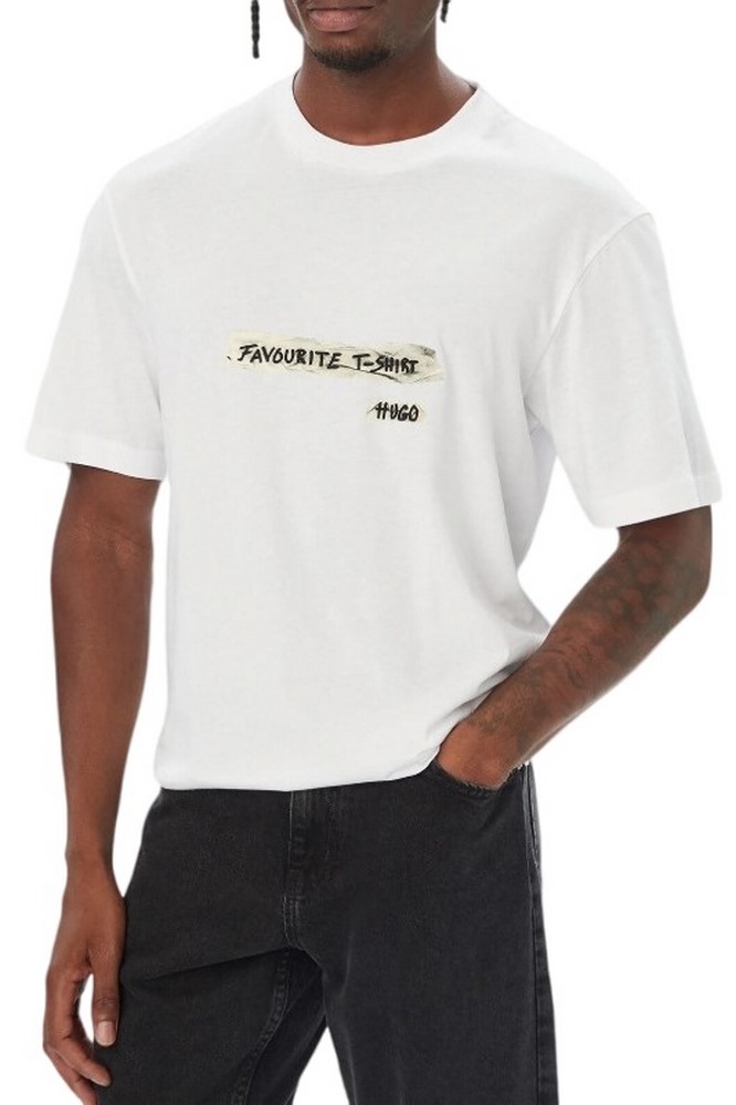 HUGO BOSS NAXTER JERSEY T-SHIRT ΜΠΛΟΥΖΑ ΑΝΔΡΙΚΗ WHITE