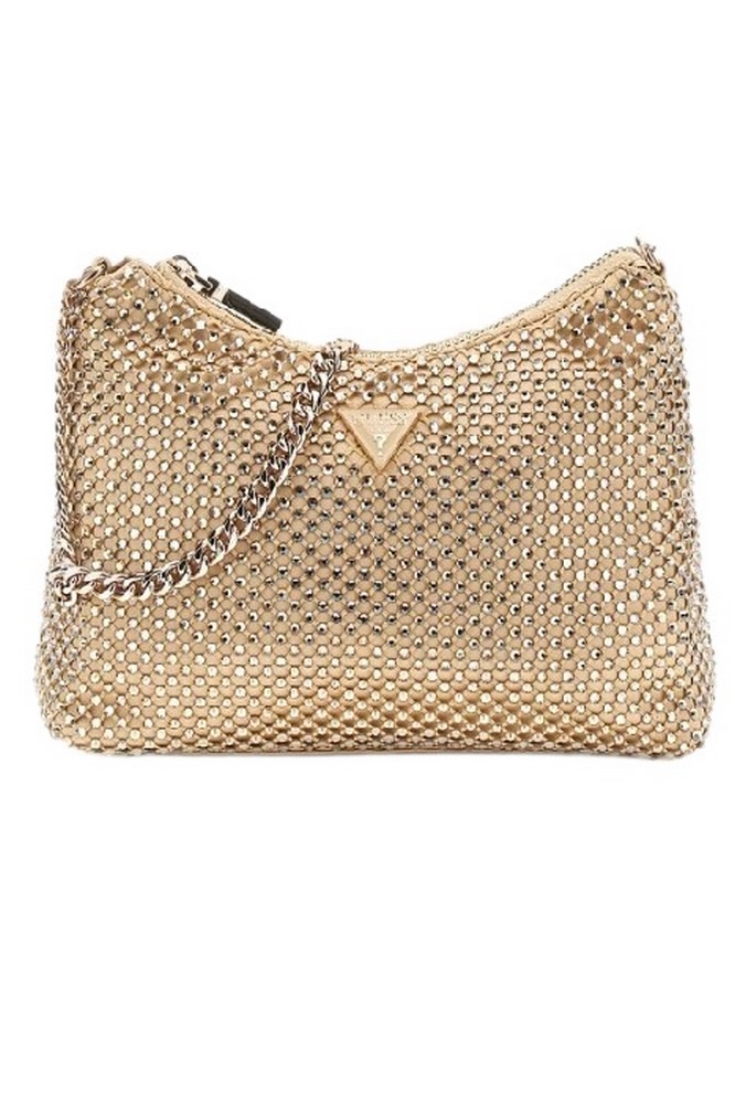 GUESS ZALINA TOP ZIP SHOULDER BAG ΤΣΑΝΤΑ ΓΥΝΑΙΚΕΙΑ GOLD