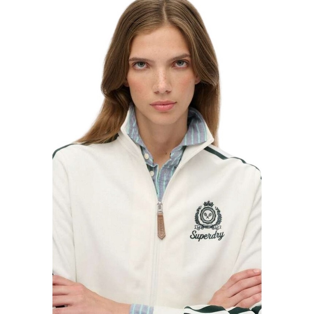 SUPERDRY D3 SDSW COUNTRY CLUB TRACK TOP ΦΟΥΤΕΡ ΖΑΚΕΤΑ ΓΥΝΑΙΚΕΙΑ OFF WHITE