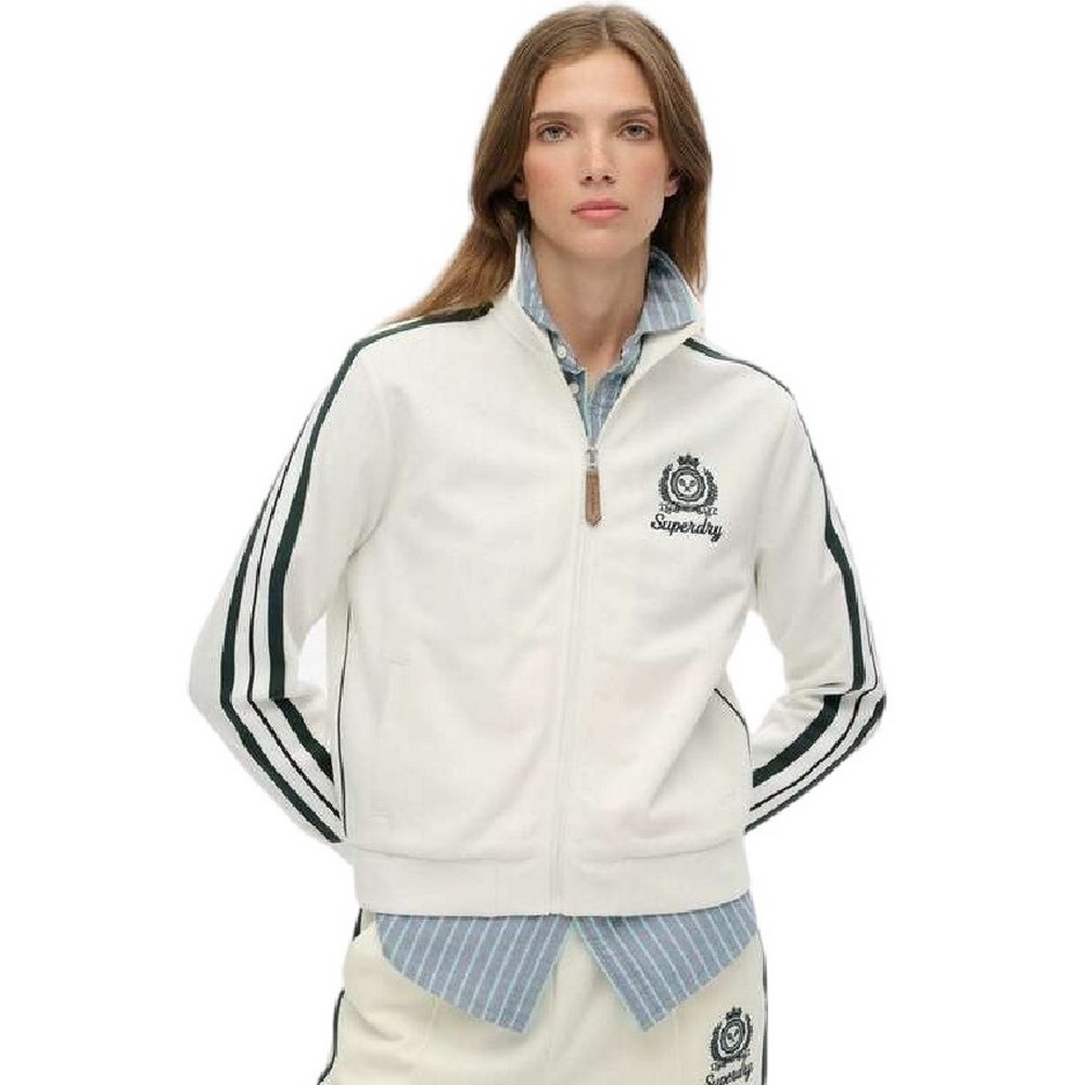 SUPERDRY D3 SDSW COUNTRY CLUB TRACK TOP ΦΟΥΤΕΡ ΖΑΚΕΤΑ ΓΥΝΑΙΚΕΙΑ OFF WHITE