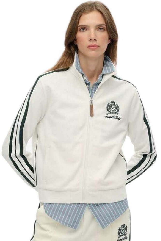 SUPERDRY D3 SDSW COUNTRY CLUB TRACK TOP ΦΟΥΤΕΡ ΖΑΚΕΤΑ ΓΥΝΑΙΚΕΙΑ OFF WHITE
